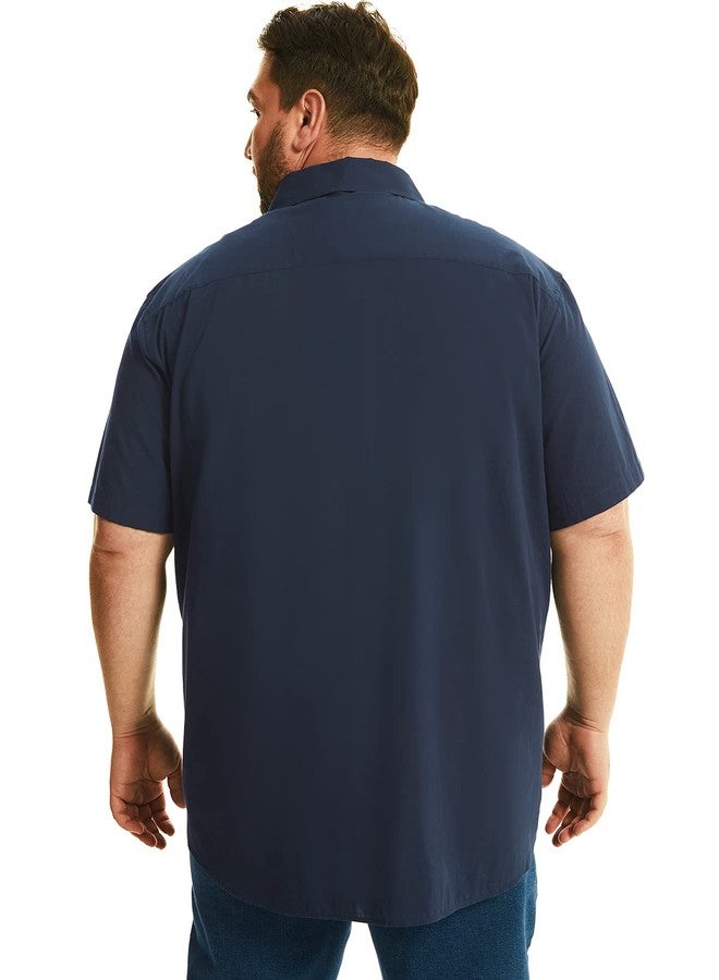 HOdo Big and Tall Mens Cotton Button Down Shirt Navy 6XL - Image 3